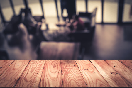 Empty top wooden table and blur with bokeh background. For product displayの写真素材