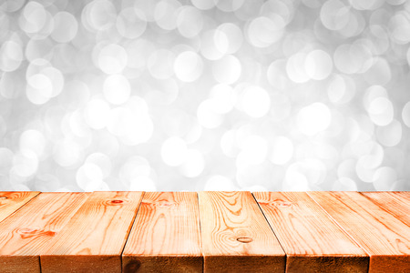 Empty top wooden table and blur with bokeh background. For product displayの写真素材