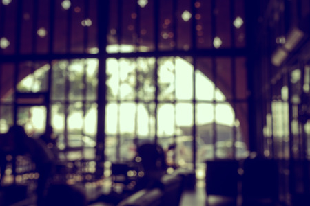 Blur or Defocus image of Coffee Shop or Cafeteria for use as Backgroundの写真素材