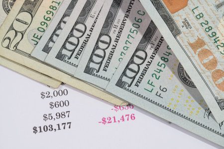 The dollar banknotes with expense bill for business and finance concept