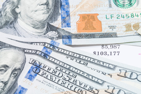 The dollar banknotes with expense bill for business and finance concept