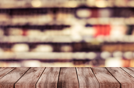 Empty top wooden table and blur with bokeh background. For product displayの写真素材