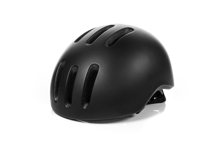 black helmet isolaed on white backgroundの写真素材