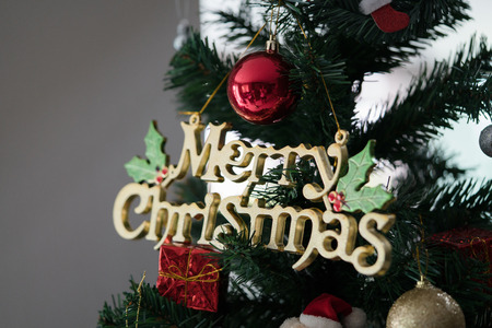 Christmas tree decoration backgroundの写真素材
