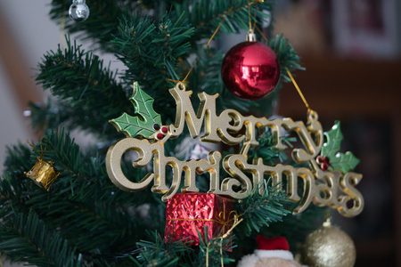 Christmas tree decoration backgroundの写真素材