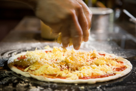 pizza fast food menu with many ingrediantの写真素材