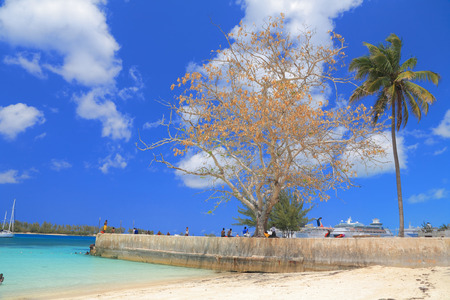 Bahamas pier landscape in Nassau city , Caribbeanのeditorial素材
