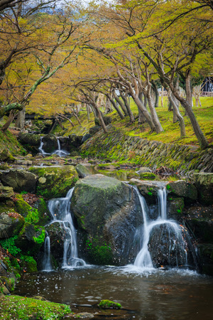 waterfall in the garden spring season,Japan.の写真素材