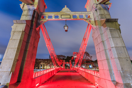 Singapore is building the bridge at night and light colors.のeditorial素材