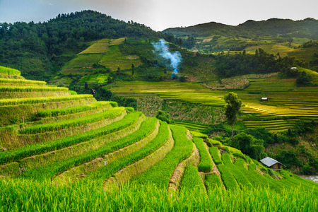 The beautiful Rice terraces valley in Vietnam.のeditorial素材