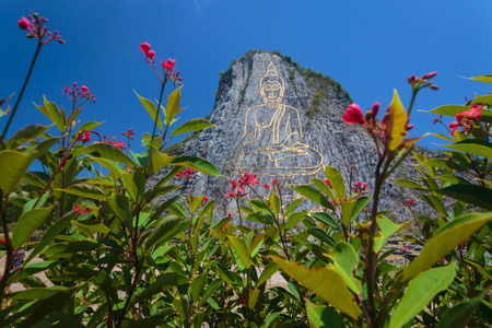 Buddha carved on boulders beautiful.の写真素材