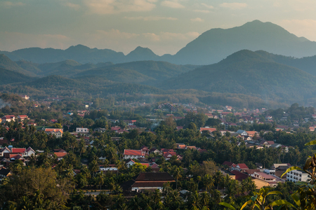 View from the house in the mountains of Laos.の写真素材