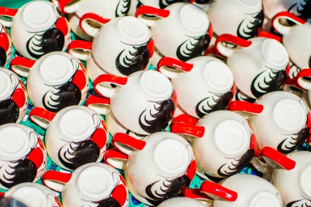 Chicken marked ceramic cupsの写真素材