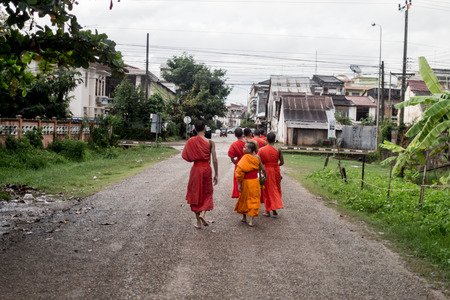 buddhist monks in Laosのeditorial素材
