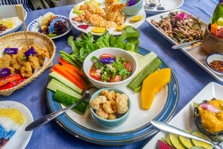 Thai chili paste with fresh vegetables