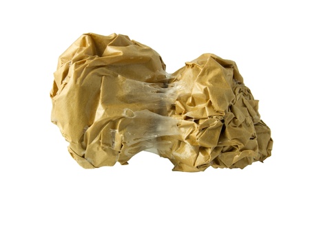 Brown paper balls isolated on whiteの写真素材