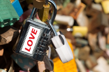 Cocked key at Seoul towerの写真素材