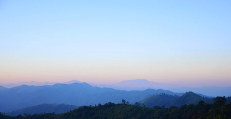Panorama mountains in morning mist Thailand 