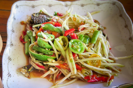 Papaya salad with salted crabの写真素材