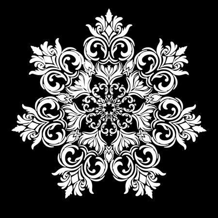 Vector decorative floral pattern,black and white element designのイラスト素材