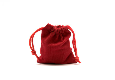 Jewelry red bags. Isolated over white background.の写真素材