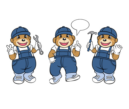 Bear Mechanic Mascotのイラスト素材