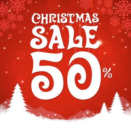 Christmas sale on red background vector illustrationのイラスト素材