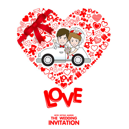Wedding Invitation Card. Valentine Card. Vector and illustrationのイラスト素材