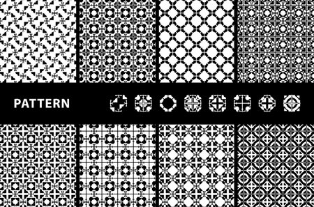 Black and White Geometric Seamless Patterns. Vectorのイラスト素材