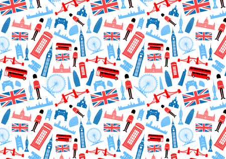 London, England Seamless Pattern. Vector and Illustrationのイラスト素材