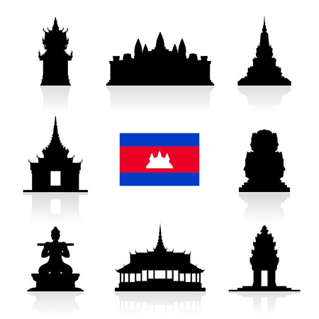 Beautiful Cambodia Travel Landmarks. Vector and Illustration.のイラスト素材