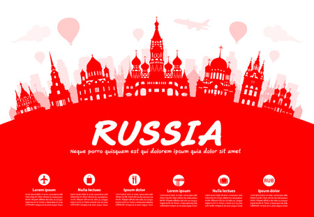 Russia Travel Landmarks. Vector and Illustrationのイラスト素材