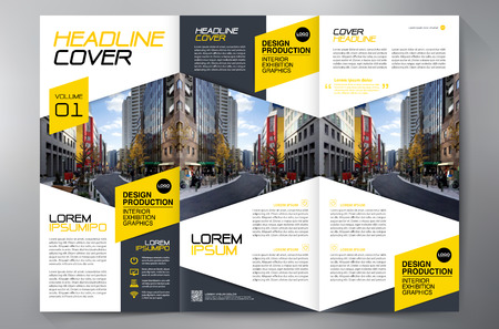 Business Brochure. Flyer Design. Leaflets 3 fold Template. Cover Book and Magazine. Annual Report Vector illustrationのイラスト素材