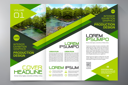 Business Brochure. Flyer Design. Leaflets 3 fold Template. Cover Book and Magazine. Annual Report Vector illustrationのイラスト素材