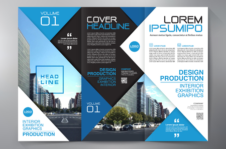 Business Brochure. Flyer Design. Leaflets 3 fold Template. Cover Book and Magazine. Annual Report Vector illustrationのイラスト素材