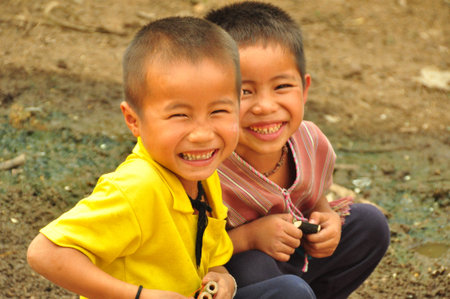 Karen Children s Happy Smile in Thailandのeditorial素材