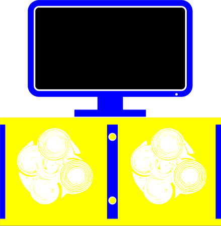 Monitor and Table set Iconのイラスト素材