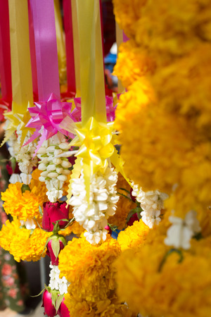 Thai Flower Garland in marketの写真素材