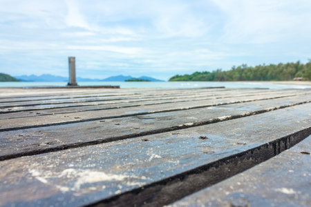 jetty on the Beach and tropical sea,East of Thailandの写真素材