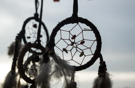 dream catcher in sunset background blur