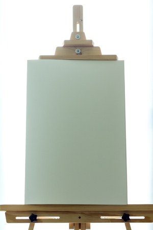 painting equipment on wooden background with light curtainの写真素材