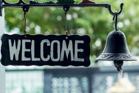 welcome sign with bell at home