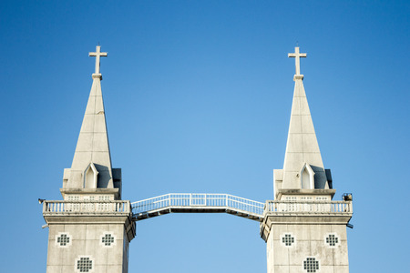 old church on sky backgroundの写真素材
