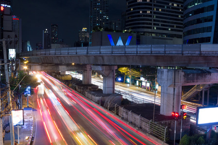 BANGKOK THAILAND - JANUARY 22 : city night in Chong Nonsi at night on January 22, 2017 in Bangkok Thailandのeditorial素材