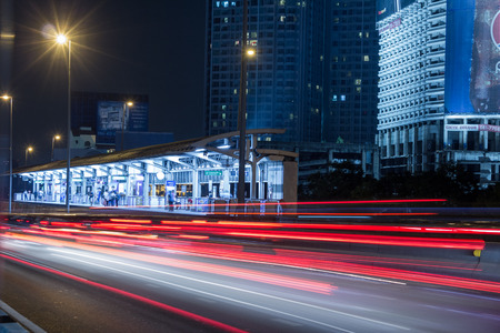 BANGKOK THAILAND - JANUARY 22 : city night in at Saphan Taksin night on January 22, 2017 in Bangkok Thailandのeditorial素材