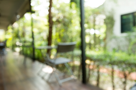 blurred background of terrace in the gardenの写真素材