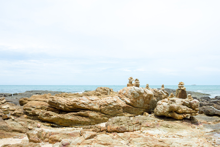 stone sorting at the beach, Koh Samet Thailandの写真素材