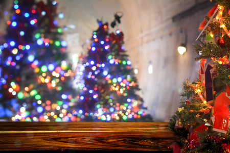 Christmas abstract blur background, light bokeh from Xmas tree at night party in winter.の写真素材