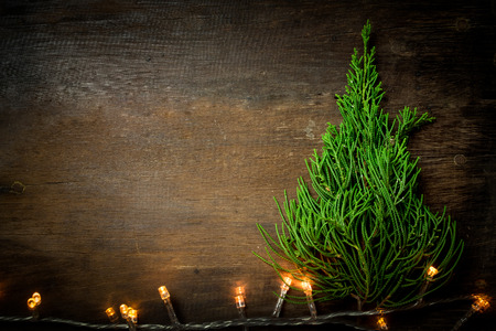 Christmas decoration on wooden backgroundの写真素材