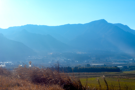 Blue mountains in the morningの写真素材